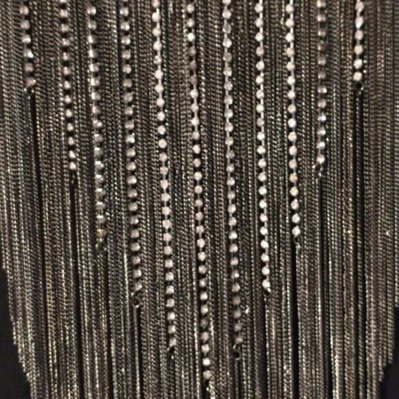 Club Monaco Statement Necklace Silver & Rhinestone Strands - Picture 2 of 4